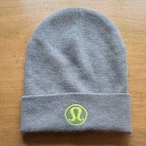 lululemon athletica Gray Beanie with Neon Green Logo